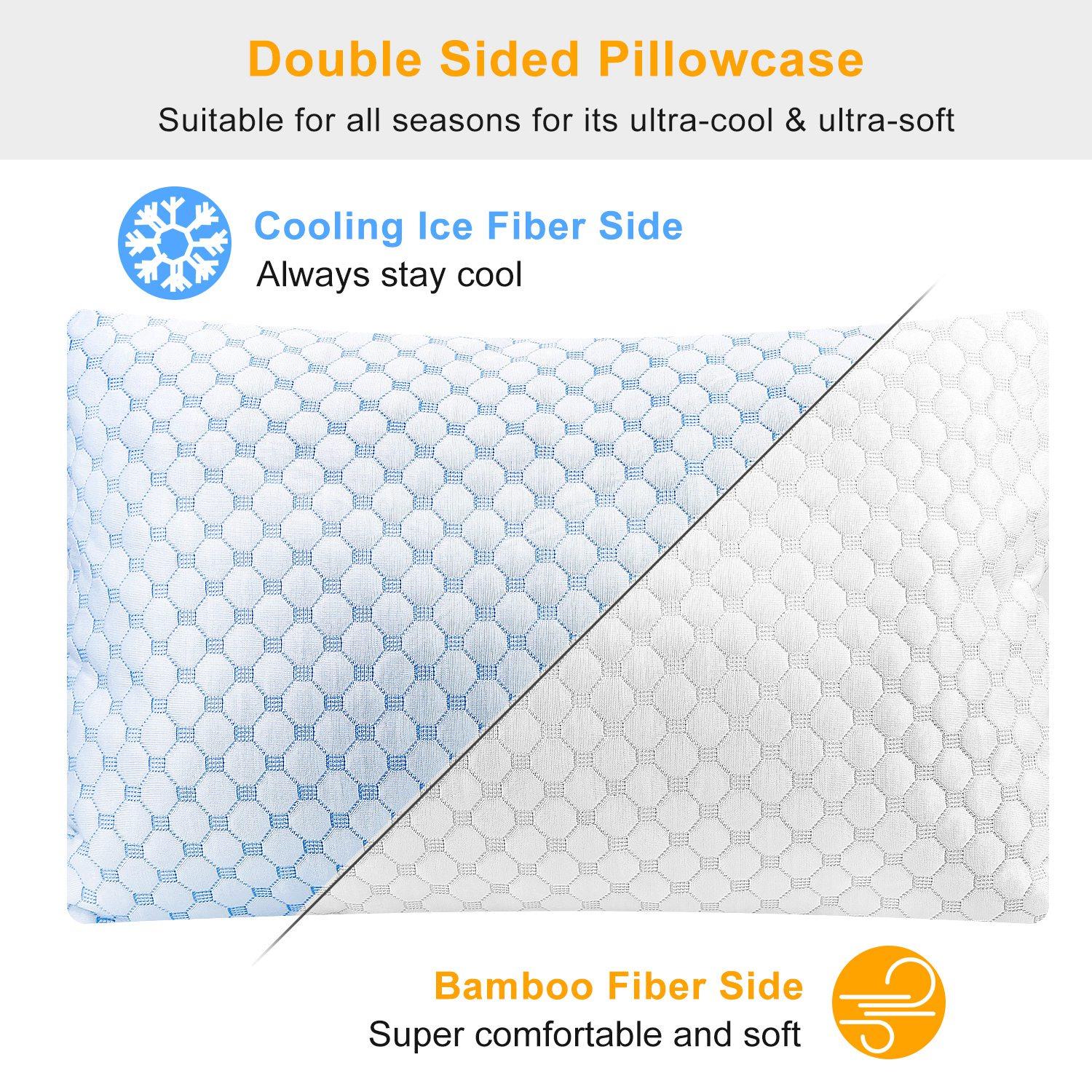 2Pcs Or 1Pc Cooling Memory Foam Pillow Ventilated Soft Bed Pillow With Cooling Gel Infused Memory Foam Machine Washable
