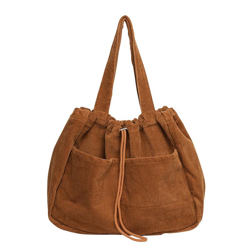 Ins Corduroy Shoulder Bags Drawstring Multi-pocket Handbag Women Underarm Bags 11