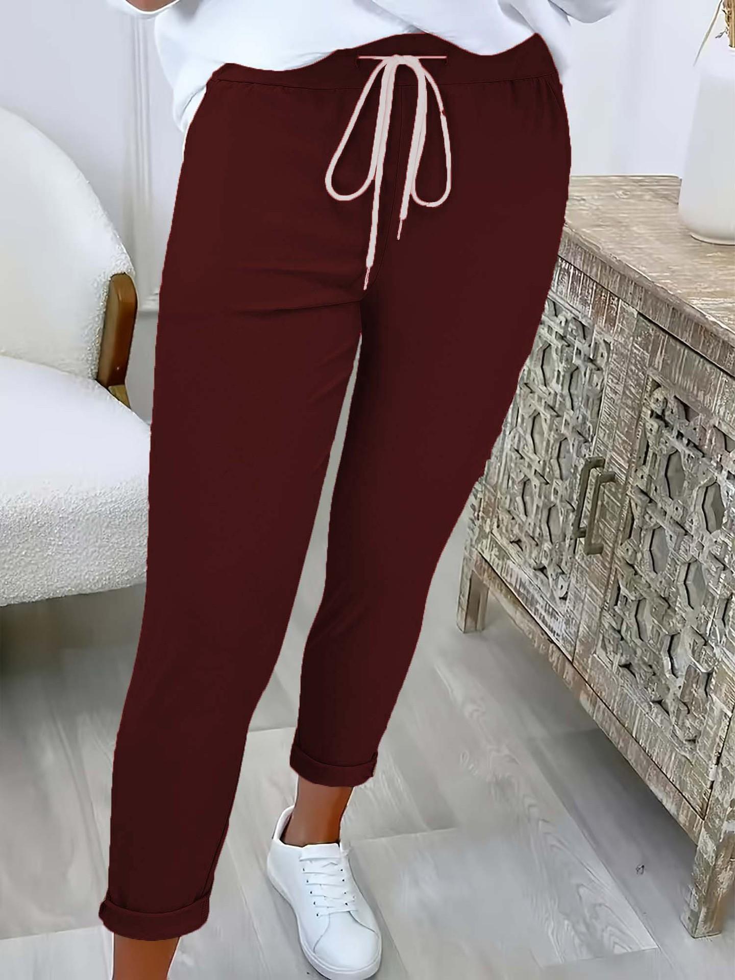 Womens Ankle-cuffed Solid-color Versatile Chic Casual Trousers 8