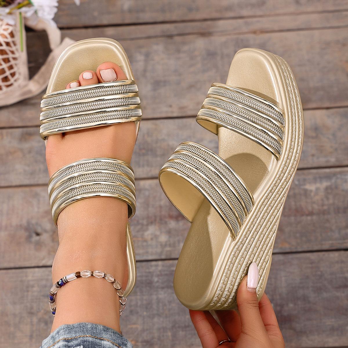 Flat Strappy Casual Silver Beach Sandals