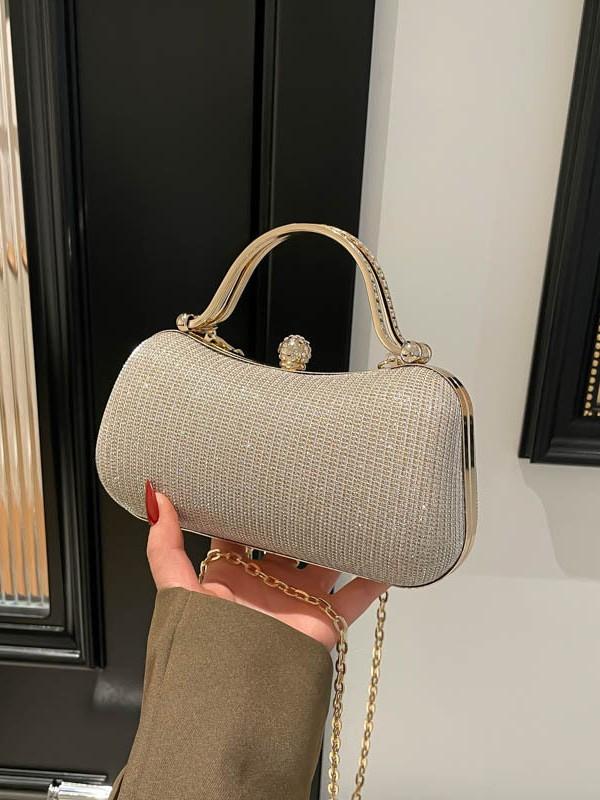 Evening Bags Are Popular This Year, Women's Bags With Exquisite Texture, Simple Lock Closure Small Bags, Single Shoulder Crossbody Chain Bags For Women